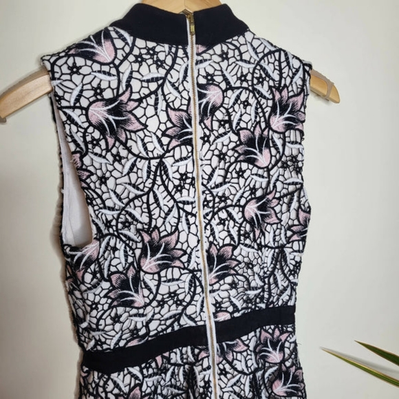 Self-Portrait Sleeveless Mock Neck Lace Overlay Dress - Picture 10 of 10
